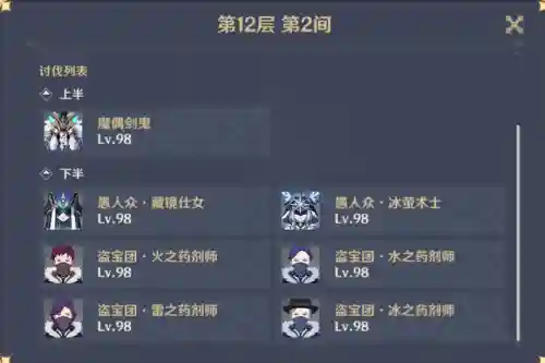 11层深渊阵容搭配图表(原神深渊11层第三间怎么打)插图8