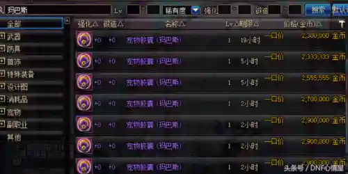 dnf拍卖行怎么买宠物(拍卖行可以买到的宠物装备)插图2