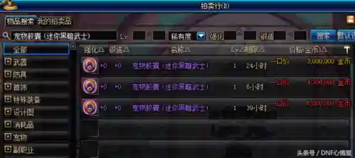 dnf拍卖行怎么买宠物(拍卖行可以买到的宠物装备)