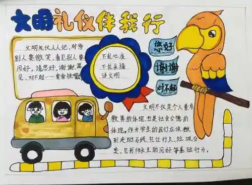 文明礼仪伴我行手抄报(3～4年级文明礼仪手抄报)