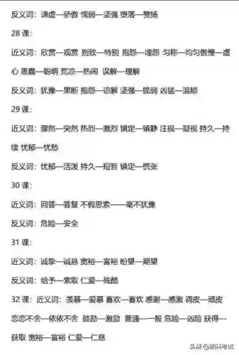 三年级近反义词大全(反义词大全 两字四年级下册)插图5