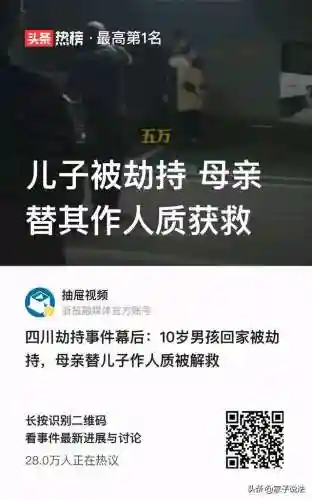 儿子被劫持 母亲替其作人质获救(二十位母亲的儿子心得体会)