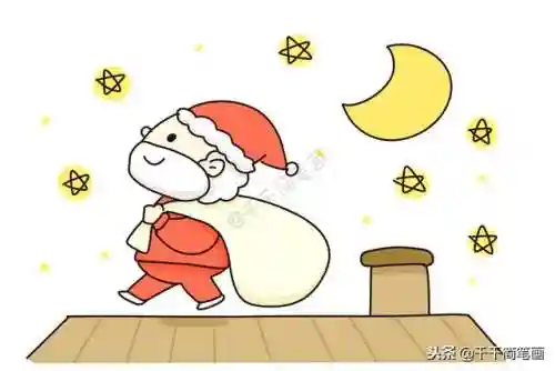 圣诞老人图片简笔画(圣诞老人简单又漂亮画)插图6