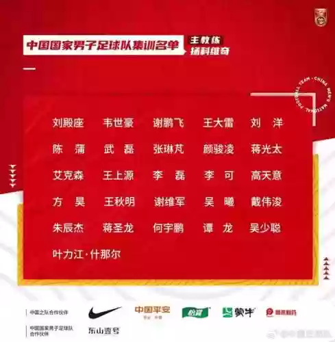 中国国家队有哪些阵容队员(中国国家队队员名单)