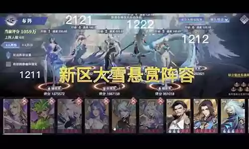 新区大雪悬赏阵容搭配图
