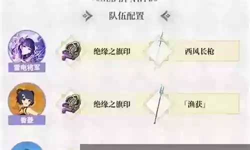 雷电神子阵容搭配图表
