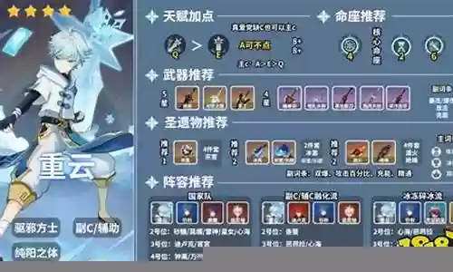 重云最强武器搭配阵容