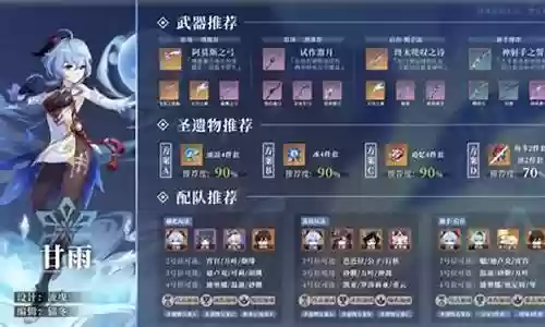 四冰甘雨阵容搭配最新