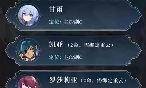 原神申鹤搭配阵容